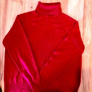 Red turtleneck sweater